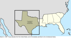 Map of the change to the Confederate States on March 2, 1861