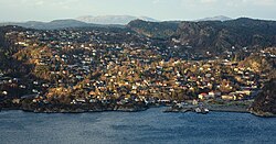 View of the village as seen from Bergen