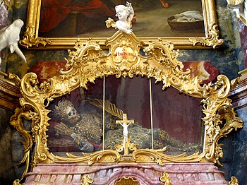 Ganzkörperreliquie des Heiligen Hyazinth in der ehemaligen Zisterzienser-Klosterkirche St. Mariä Himmelfahrt im Kloster Fürstenfeld in Fürstenfeldbruck