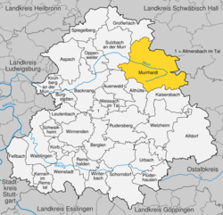 Elhelyezkedése Baden-Württemberg térképén