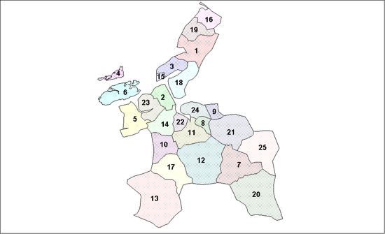 Sor-Trøndelag községeinek elhelyezkedése.