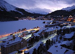 St. Moritz on an evening in February 2009, with the frozen lake