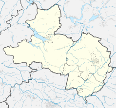 Mapa konturowa powiatu wschowskiego, u góry nieco na lewo znajduje się punkt z opisem „Ciosaniec”