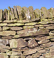 Trockenmauer in North Yorkshire mit ausgeprägter "Mauerkrone"