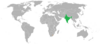 Location map for India and Lesotho.