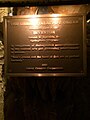 Plaque inside the caverns dedicated to the inventor of the Great Stalacpipe Organ