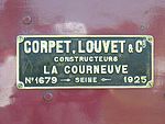 Fabrikschild der Corpet Louvet et Cie von 1925