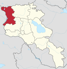Şirak'ın Ermenistan'daki konumu.