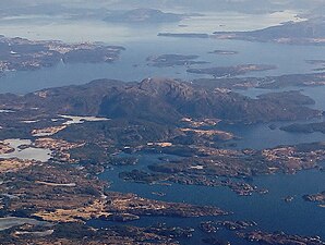 Aerial view of the strandflat at Bømlo