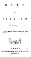 Title page from Mary: A Fiction