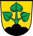 Gemeinde Lindberg In Gold aus schwarzem Dreiberg wachsend ein grüner Lindenzweig mit drei Blättern.