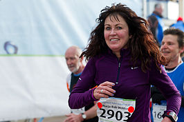 Marja Bak-Wokke tijdens de halve marathon van Egmond 2012.