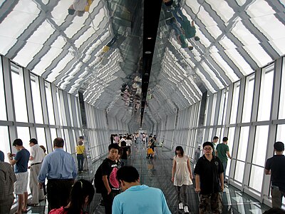 Inside the tower's observation deck.