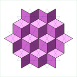 The rhombille tiling overlaid on its dual, the trihexagonal tiling.