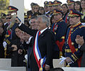 Präsident Sebastián Piñera erhält das Stierhorn mit Chicha als Trinkspruch zu seinen Ehren (2010)