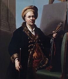 Der Maler Jacob van Schuppen (1670–1751) im mit Pelzstücken gefütterten Hausmantel und mit Pelzmütze