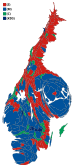 Cartograma exprimă cât acoperă municipalitatea din numărul total de voturi exprimate.