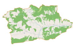 Mapa konturowa gminy Tokarnia, u góry nieco na prawo znajduje się punkt z opisem „Zawadka”