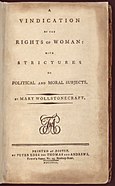 A Vindication of the Rights of Woman title page from the first American edition