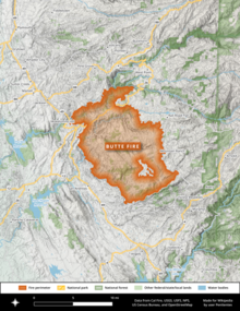 The footprint of the Butte Fire