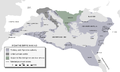 Kingdom of the Lombards (568-774 AD), Avar Khaganate (567-822 AD) and Byzantine Empire (286/395–1453 AD) in 600 AD.