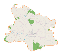 Mapa konturowa gminy Grabowiec, na dole po prawej znajduje się punkt z opisem „Bereść”