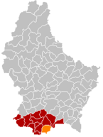 Lage von Düdelingen im Großherzogtum Luxemburg