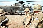 1RAR soldiers prepare to board a United States Marine Corps helicopter in Somalia