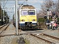 Belgische trein rijdt het station binnen