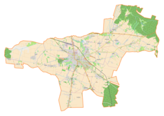 Mapa konturowa gminy Wieluń, u góry po prawej znajduje się punkt z opisem „Borowiec”