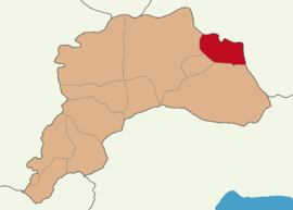 Map showing Ağlasun District in Burdur Province