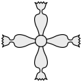 Mogyorós kereszt (Bárczay 116., fr: croix coquerellée, en: cross avellane, avellan cross, cross cercelée, cross recercelée, sarcellée cross, la: crux avellana)