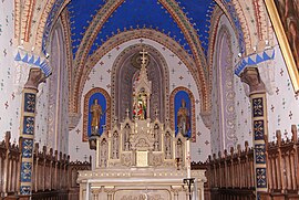 The interior of the church in Chaussenac