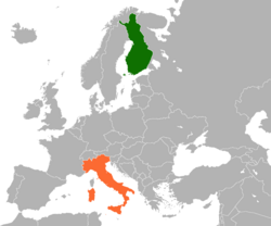 Map indicating locations of Finland and Italy