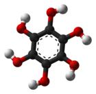 "Balls and stick" model van benzeenhexol.