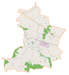 Mapa konturowa gminy Jedlicze, po prawej znajduje się punkt z opisem „Potok”