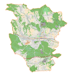 Mapa konturowa gminy Krzeszowice, na dole znajduje się punkt z opisem „Zalas”