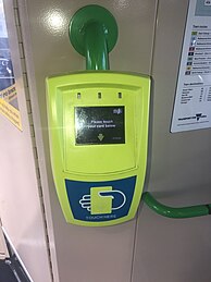 A Myki reader aboard a tram in Maribyrnong, Victoria