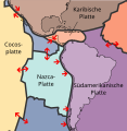 Die Nazca-Platte wird unter die Südamerikanische Platte subduziert