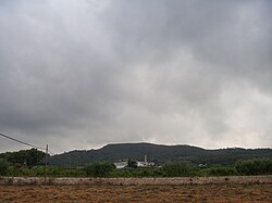 Albinyana, at the foothills of the Coast Rovira, seen from a vineyard