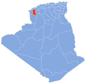 Harta provinciei Sidi Bel Abbès în cadrul Algeriei