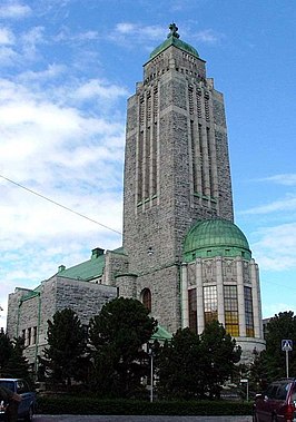 De kerk van Kallio vanuit het zuidwesten