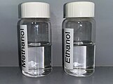 Methanol (left) looks and smells like ethanol (right).