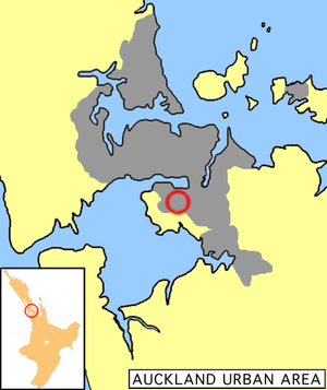 Māngere's location within the Auckland urban area