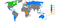 Land hvor Karine (grønt) er mye brukt