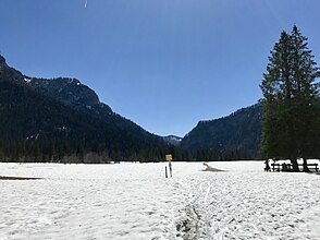 Röthelmoosalm im Winter mit Blick nach Süden zum Großen Wappachtal