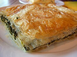 Spanakopita is a Greek spinach pastry.