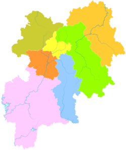 Rong County is the northeasternmost division on this map of Yulin