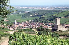 Village of Katzenthal; Colmar in the background.