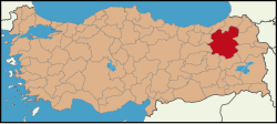 Erzurum'un Türkiye'deki konumu